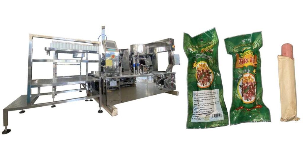 envasadora de bolsas preformadas para salchichas